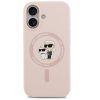 Karl Lagerfeld Liquid Silicone Karl and Choupette MagSafe iPhone 17 hátlap tok, rózsaszín