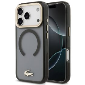   Lacoste PC/TPU Frosted Finish Gold Logo Apple iPhone 17 Pro MagSafe tok, fekete-arany
