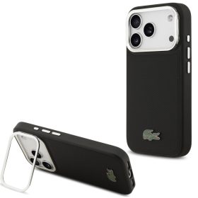   Lacoste Iconic Petit Pique Camera Stand Apple iPhone 17 Pro MagSafe tok kitámasztóval, fekete