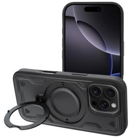   Frost Armor Apple iPhone 17 Pro Max starabíró tok kitámasztóható gyűrűvel, fekete