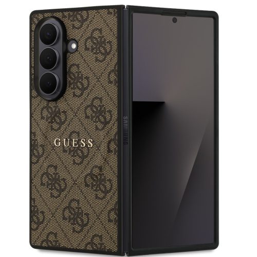 Guess PU Leather 4G Colored Ring Samsung Galaxy Z Fold 7 mágneses kemény hátlap tok, barna