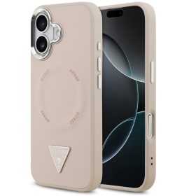   Guess PU Leather Triangle Logo Apple iPhone 17 MagSafe hátlap tok, rózsaszín