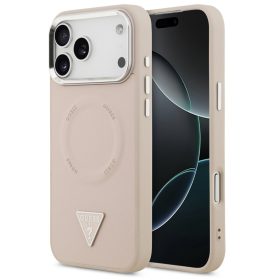   Guess PU Leather Triangle Logo Apple iPhone 17 Pro MagSafe hátlap tok, rózsaszín