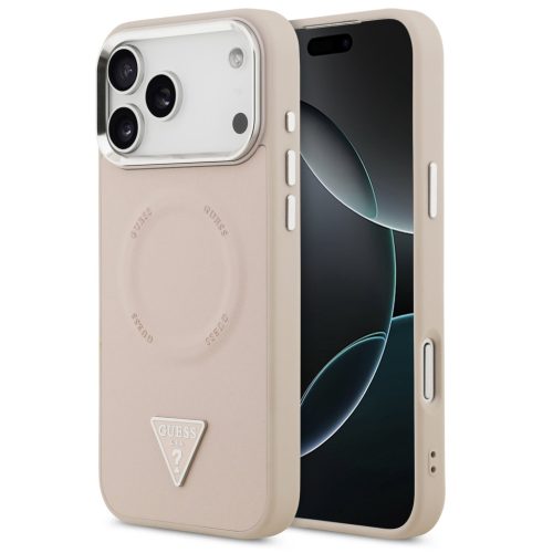 Guess PU Leather Triangle Logo Apple iPhone 17 Pro MagSafe hátlap tok, rózsaszín