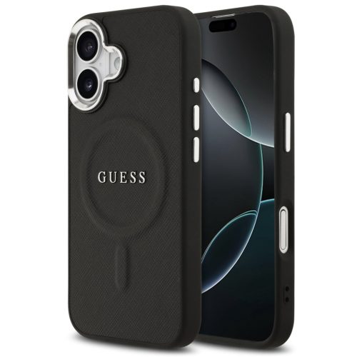 Guess PU Saffiano Apple iPhone 17 MagSafe hátlap tok, fekete