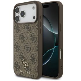   Guess 4G Small Classic Logo Apple iPhone 17 Pro MagSafe hátlap tok, barna