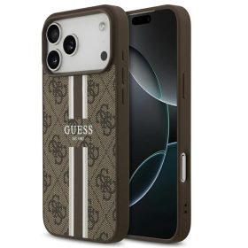   Guess 4G Printed Stripes Apple iPhone 17 Pro Max MagSafe hátlap tok, barna