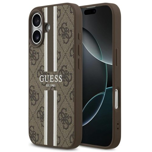 Guess 4G Printed Stripes Apple iPhone 17 MagSafe hátlap tok, barna