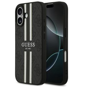   Guess 4G Printed Stripes Apple iPhone 17 MagSafe hátlap tok, fekete