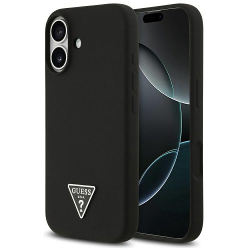 Guess Silicone Triangle Logo Apple iPhone 17 MagSafe hátlap tok, fekete