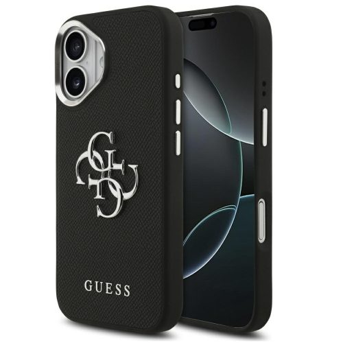 Guess Grained Big 4G Classic Logo Apple iPhone 17 hátlap tok, fekete-ezüst