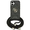 Guess 4G Big Logo Cord Stap Apple iPhone 17 hátlap tok vállpánttal, fekete