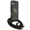 Guess 4G Big Logo Cord Stap Apple iPhone 17 hátlap tok vállpánttal, fekete