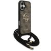 Guess 4G Big Logo Cord Stap Apple iPhone 17 hátlap tok vállpánttal, barna