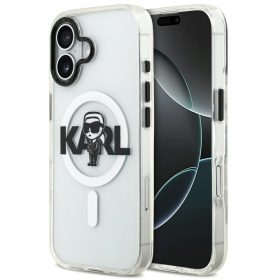   Karl Lagerfeld IML Karl Sketch Logo iPhone 17 MagSafe kompatibilis hátlap tok, átlátszó