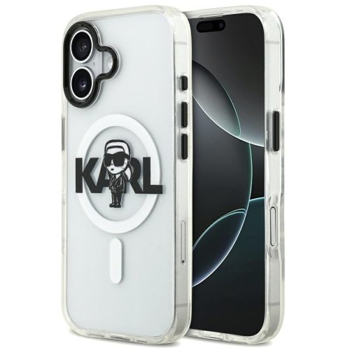 Karl Lagerfeld IML Karl Sketch Logo iPhone 17 MagSafe kompatibilis hátlap tok, átlátszó