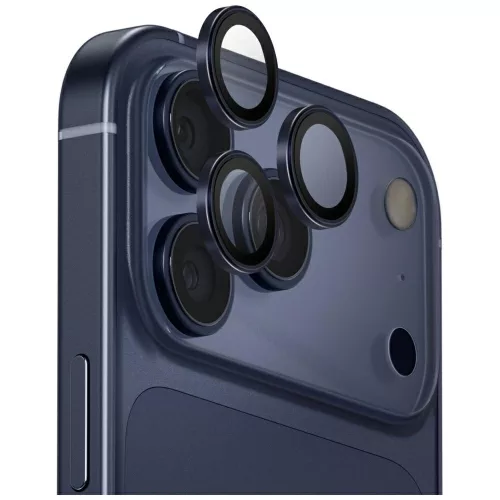 Uniq Optix Apple iPhone 17 Pro / 17 Pro Max tempered kameralencse-védő üvegfólia felhelyező kerettel, kék