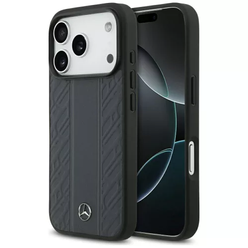 Mercedes Leather Laurel Leaves Stripes Apple iPhone 17 Pro Max MagSafe hátlap tok, kék