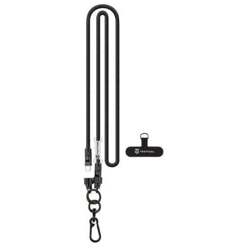 Tactical Wire Snake 2in1 USB-C-USB-C töltő-és adatkábel / univerzális vállpánt, 1,2m, fekete