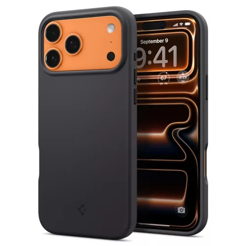 Spigen Silicone Fit Magfit Apple iPhone 17 Pro tok, MagSafe, Black, fekete