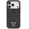 Guess Leather 4G Triangle Strass iPhone 17 Pro kemény hátlap tok, fekete