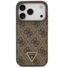 Guess Leather 4G Triangle Strass iPhone 17 Pro kemény hátlap tok, barna
