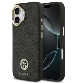   Guess 4G Strass Logo Apple iPhone 17 MagSafe tok kameravédő peremmel, fekete-arany