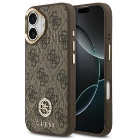   Guess 4G Strass Logo Apple iPhone 17 MagSafe tok kameravédő peremmel, barna-arany