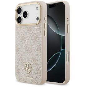   Guess 4G Strass Logo Apple iPhone 17 Pro MagSafe tok kameravédő peremmel, rózsaszín-arany