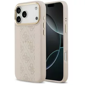   Guess 4G Stripe Apple iPhone 17 Pro Max MagSafe tok kameravédő kerettel, rózsaszín-arany