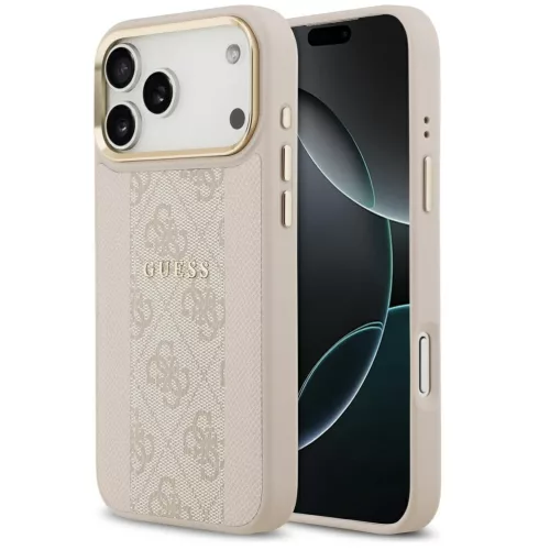 Guess 4G Stripe Apple iPhone 17 Pro Max MagSafe tok kameravédő kerettel, rózsaszín-arany
