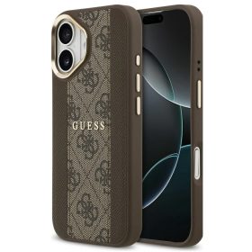   Guess 4G Stripe Apple iPhone 17 MagSafe tok kameravédő kerettel, barna-arany