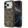 Guess Leather 4G Triangle Strass iPhone 17 Pro Max kemény hátlap tok, barna
