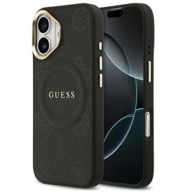   Guess Peony Hot Stamp Apple iPhone 17 MagSafe tok kameravédő peremmel, fekete-arany