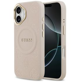   Guess Peony Hot Stamp Apple iPhone 17 MagSafe tok kameravédő peremmel, rózsaszín-arany