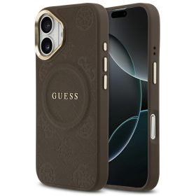   Guess Peony Hot Stamp Apple iPhone 17 MagSafe tok kameravédő peremmel, barna-arany