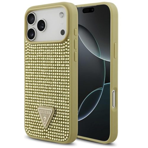 Guess Rhinestone Triangle Apple iPhone 17 Pro hátlap tok, arany