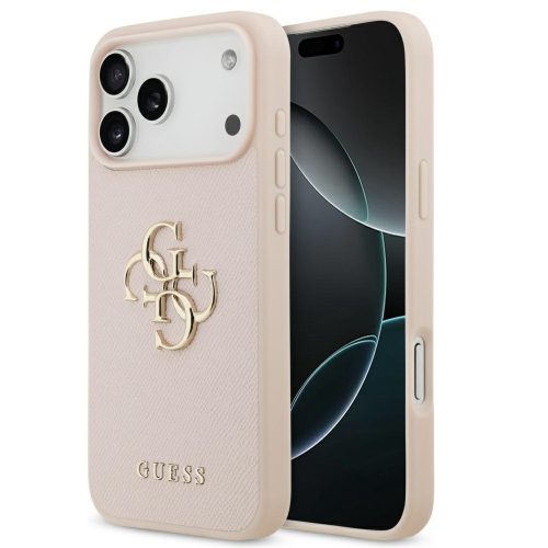 Guess Grained Big 4G & Classic Logo Apple iPhone 17 Pro hátlap tok, rózsaszín