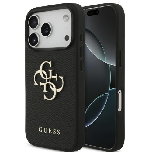 Guess Grained Big 4G & Classic Logo Apple iPhone 17 Pro Max hátlap tok, fekete