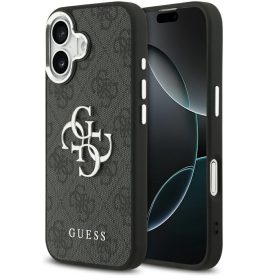   Guess 4G Big 4G Classic Logo Apple iPhone 17 hátlap tok, fekete-ezüst