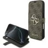 Guess Book 4G Metal Logo Apple iPhone 17 Pro Max oldalra nyíló tok kártyatartóval, barna