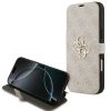 Guess Book 4G Metal Logo Apple iPhone 17 Pro oldalra nyíló tok kártyatartóval, rózsaszín