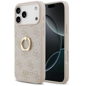   Guess 4G Ring Stand Apple iPhone 17 Pro Max tok, gyűrű alakú tartóval, rózsaszín
