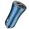 Baseus Golden Contactor Pro USB-A-USB-C autós gyorstöltő 40W + USB-C-Lightning kábel, 20W, 1m, kék