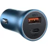 Baseus Golden Contactor Pro USB-A-USB-C autós gyorstöltő 40W + USB-C-Lightning kábel, 20W, 1m, kék