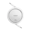Baseus Free2Draw Mini USB-C töltő-és adatkábel, kihúzható, automata behúzó funkcióval, 100W, 1m, fehér