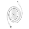 Baseus Free2Draw Mini USB-C töltő-és adatkábel, kihúzható, automata behúzó funkcióval, 100W, 1m, fehér