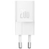 Baseus GaN5 Mini USB-C hálózati gyorstöltő adapter 20W, + USB-C-USB-C fonott kábel, 100W, fehér