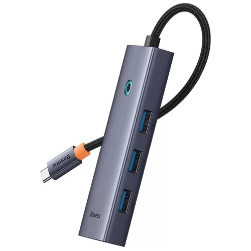 Baseus UltraJoy Series 5in1 USB-C HUB elosztó adapter / dokkoló, szürke (HDMI 4K@30Hz + 4x USB 3.0)