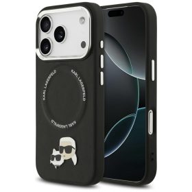   Karl Lagerfeld Karl & Choupette Pins Apple iPhone 17 Pro MagSafe kompatibilis hátlap tok, fekete